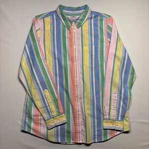 LL Bean Men Pastel Stripe Button Down Shirt Casual Long Sleeve Size Medium